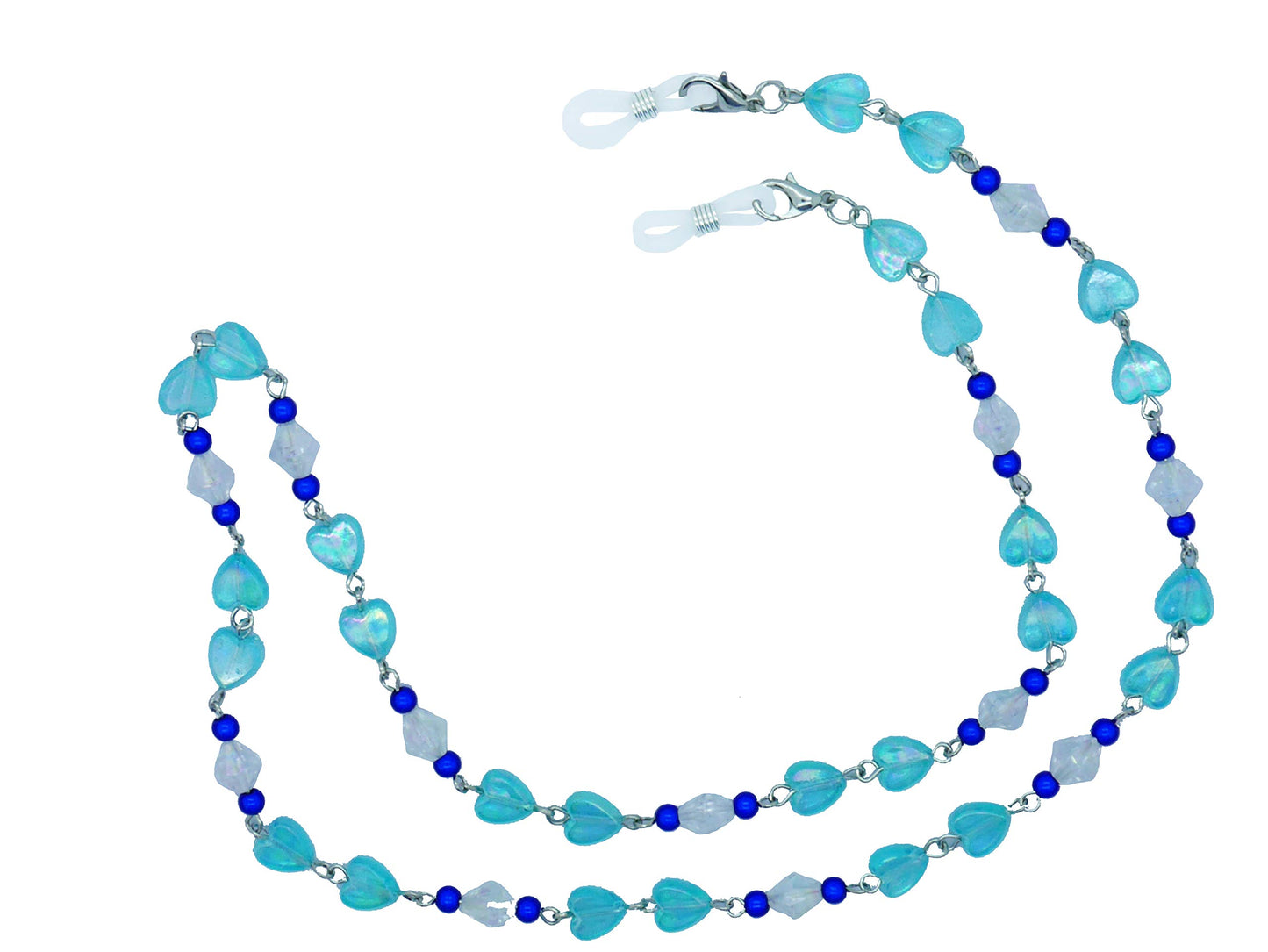 GoOpticians Blue Beaded Heart Women's Traditional Fasten Glasses Cord Necklace Glasses Cord Spectacle Chain