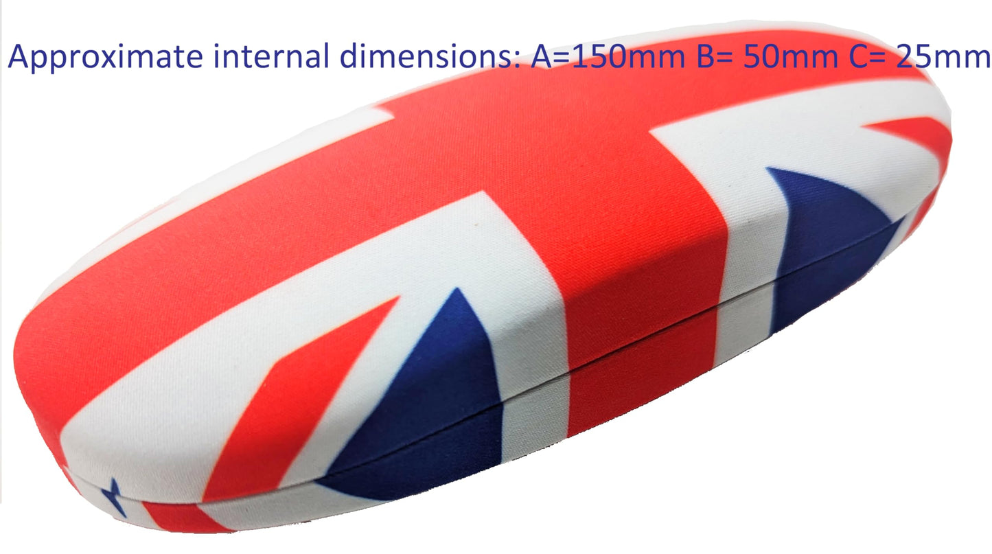 GoBasic Union Jack British Flag Unisex Red White Blue Spectacle Reading Glasses Medium Hard Case and Lens Cleaning Cloth Bundle