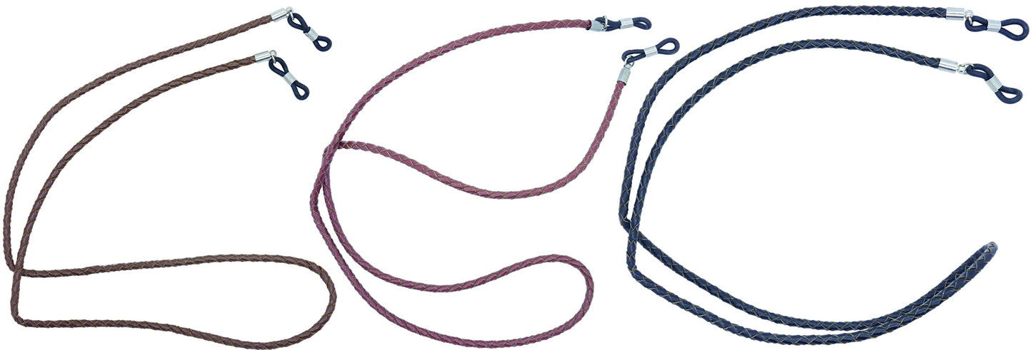 GoOptical Real Leather Platted Spectacle Cords with Traditional Adjustable Fasteners