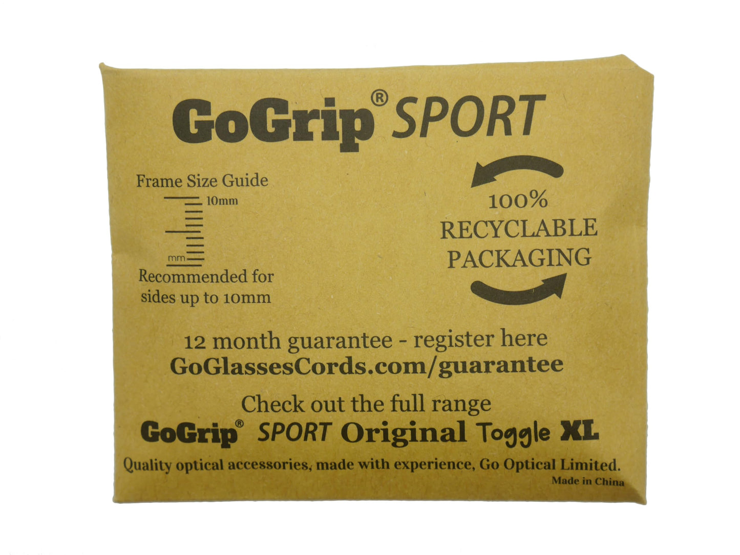 GoGrip Sport Active Glasses Cord With Toggle Rugged Spectacle Lanyard (Black)