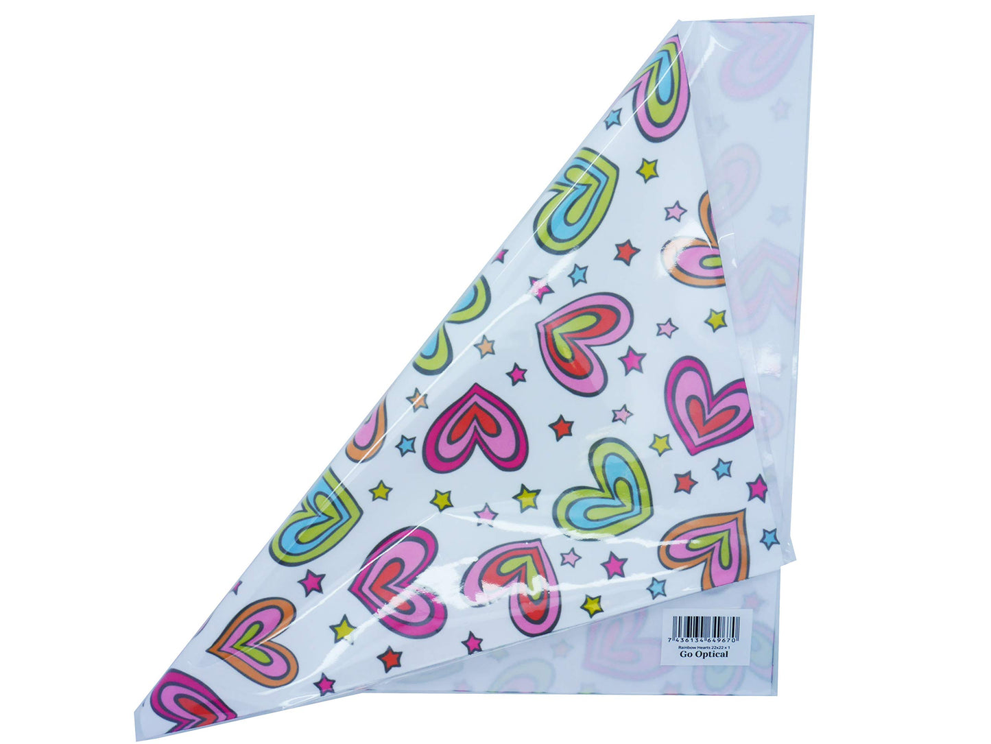 XL Go Optical Glasses Cleaning Microfiber Cloth 22 x 22cm Cute Rainbow Hearts Pattern Extra Large Microfibre Cleaner, 1 pc