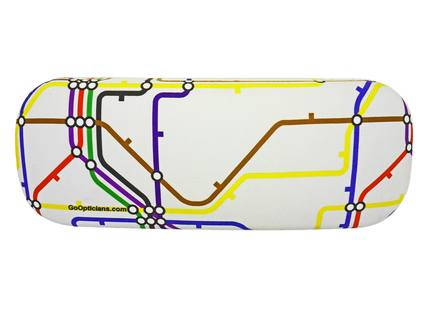 Underground Tube Map Hard Unisex Medium Size Glasses Case - White and Multicoloured - Medium Size - by GoOptical