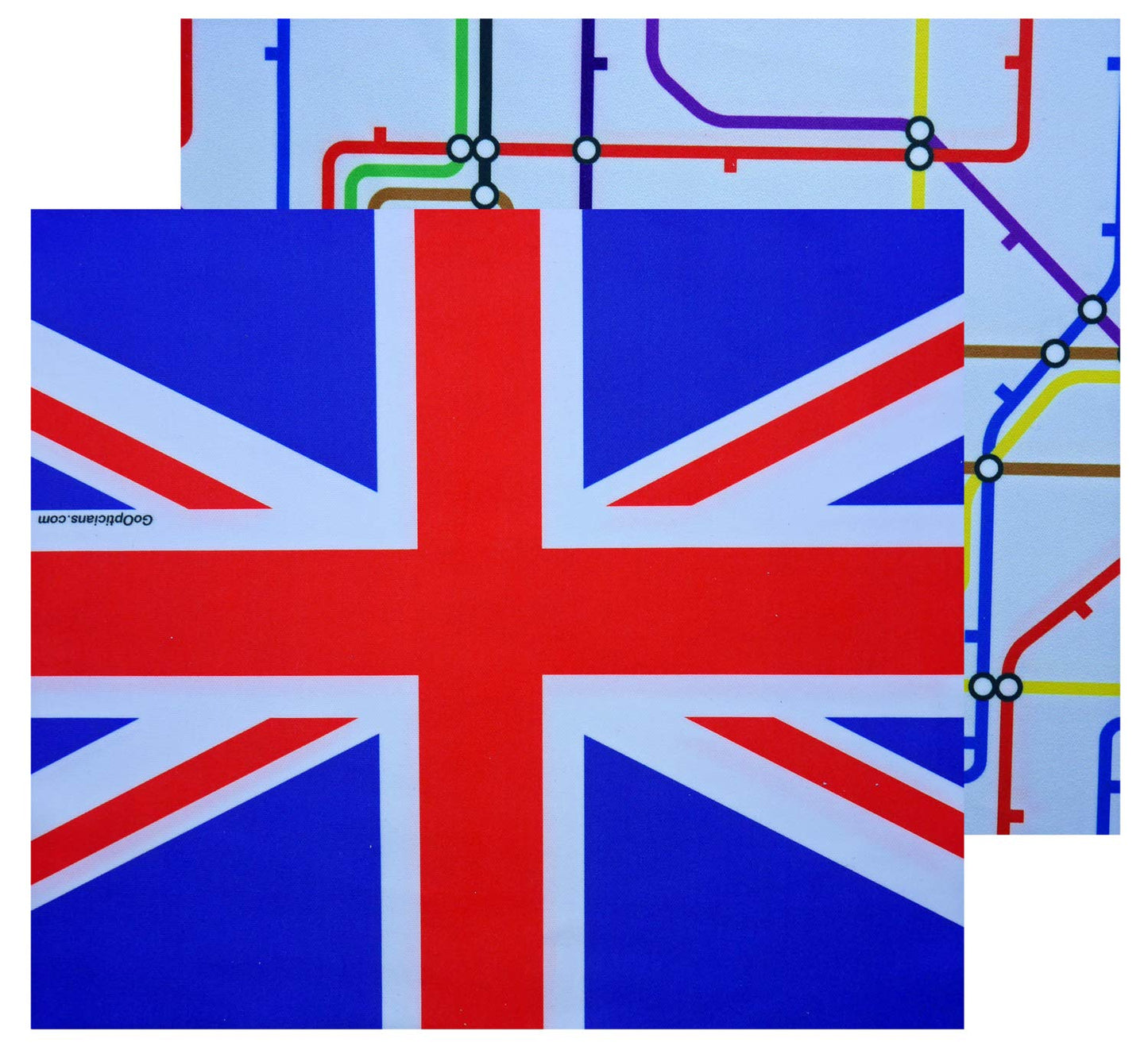GoOpticians Microfiber Glasses Phone Lens Screen Cleaning Cloths London Underground & Union Jack Flag X2 Pack Microfibre Cleaners