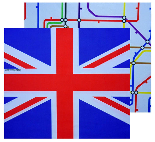 GoOpticians Microfiber Glasses Phone Lens Screen Cleaning Cloths London Underground & Union Jack Flag X2 Pack Microfibre Cleaners