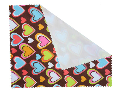 2 Pack Hearts On Chocolate Microfibre Glasses Lens Cleaning Cloth