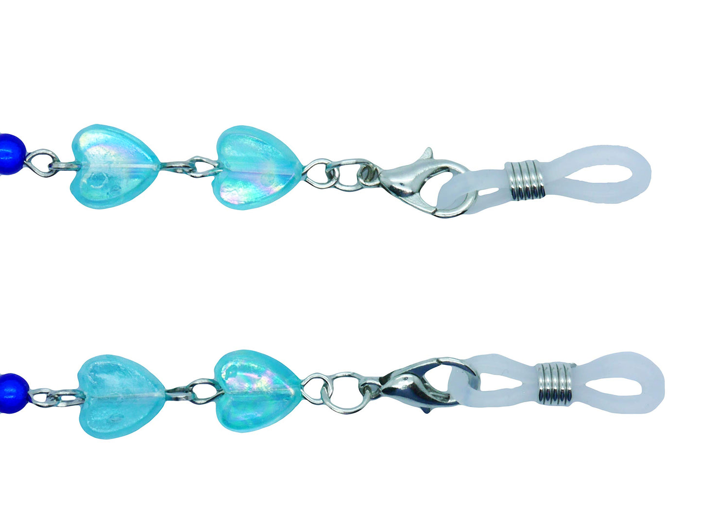 GoOpticians Blue Beaded Heart Women's Traditional Fasten Glasses Cord Necklace Glasses Cord Spectacle Chain