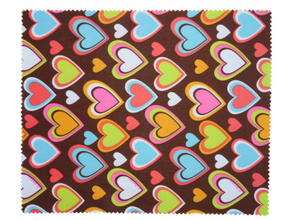 2 Pack Hearts On Chocolate Microfibre Glasses Lens Cleaning Cloth