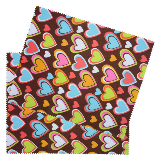 2 Pack Hearts On Chocolate Microfibre Glasses Lens Cleaning Cloth