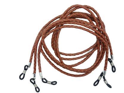 GoOptical Real Leather Platted Spectacle Cords with Traditional Adjustable Fasteners