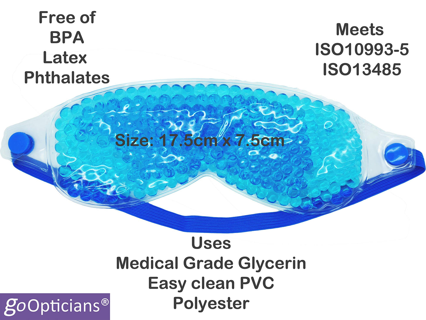 Go Opticians 2in1 Hydrogel Eye Mask Bead Hot Compress Cold Pack Therapy for Relaxation Stress Relief, Puffy Eyes, Tiredness, Blepharitis, Dry Eye, Headache & More