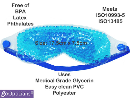 Go Opticians 2in1 Hydrogel Eye Mask Bead Hot Compress Cold Pack Therapy for Relaxation Stress Relief, Puffy Eyes, Tiredness, Blepharitis, Dry Eye, Headache & More