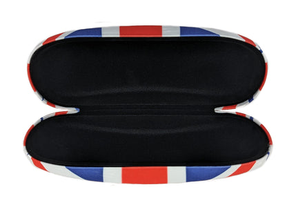 GoBasic Union Jack British Flag Unisex Red White Blue Spectacle Reading Glasses Medium Hard Case and Lens Cleaning Cloth Bundle