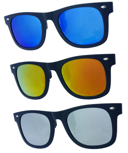 Go Optical Retro Wave Farer Style Polarised Clip On Flip Up Sunglasses