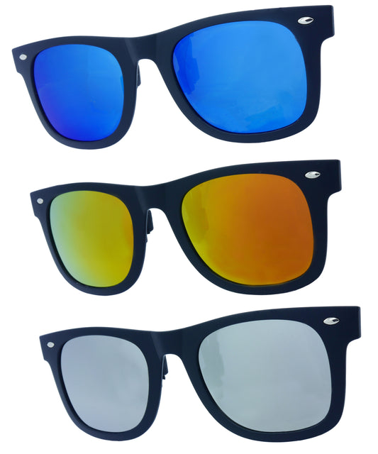 Go Optical Retro Wave Farer Style Polarised Clip On Flip Up Sunglasses