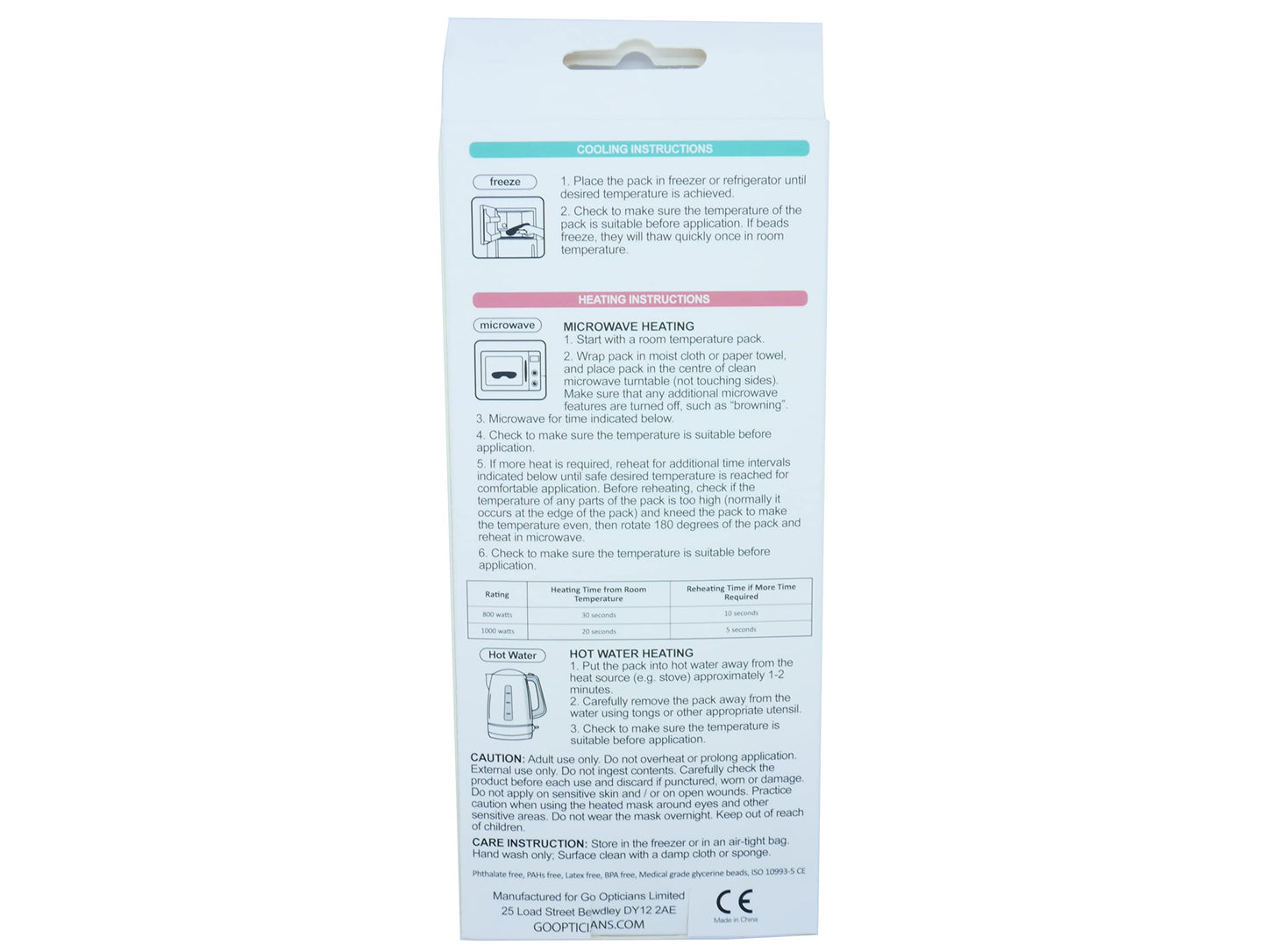 Go Opticians 2in1 Hydrogel Eye Mask Bead Hot Compress Cold Pack Therapy for Relaxation Stress Relief, Puffy Eyes, Tiredness, Blepharitis, Dry Eye, Headache & More