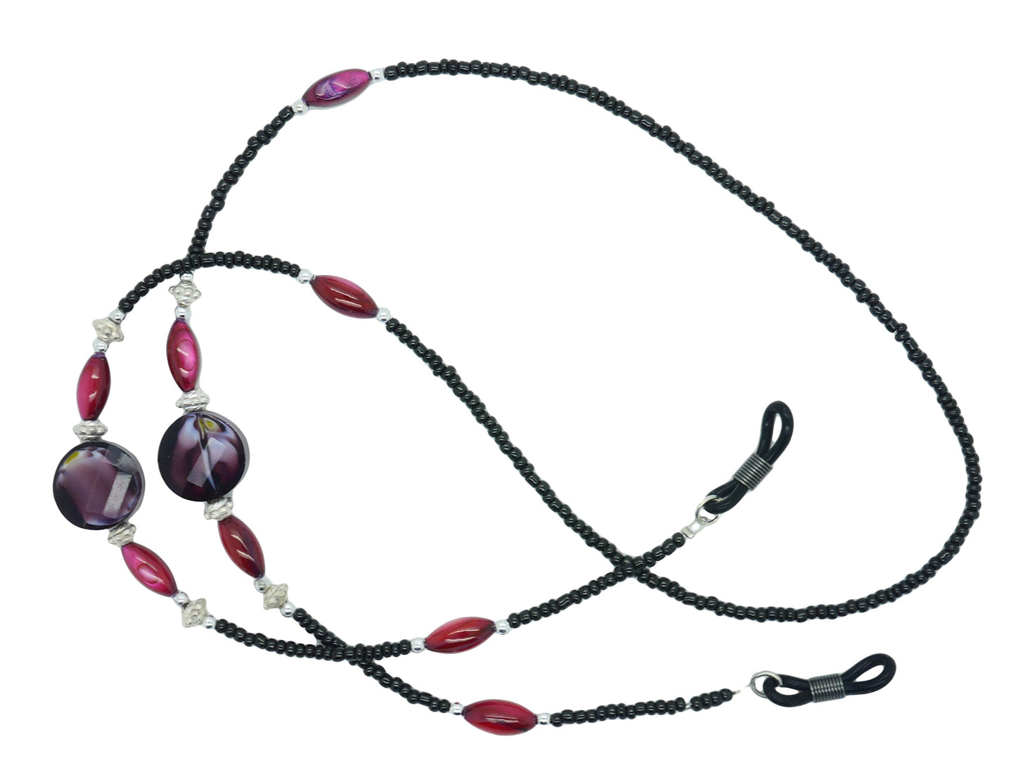 GoOpticians Black & Purple Ladies Women's Beaded Traditional Fasten Necklace Glasses Cord Spectacle Chain Lanyard