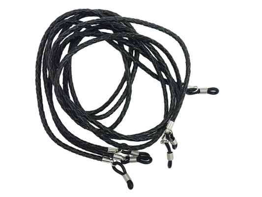 GoOptical Real Leather Platted Spectacle Cords with Traditional Adjustable Fasteners