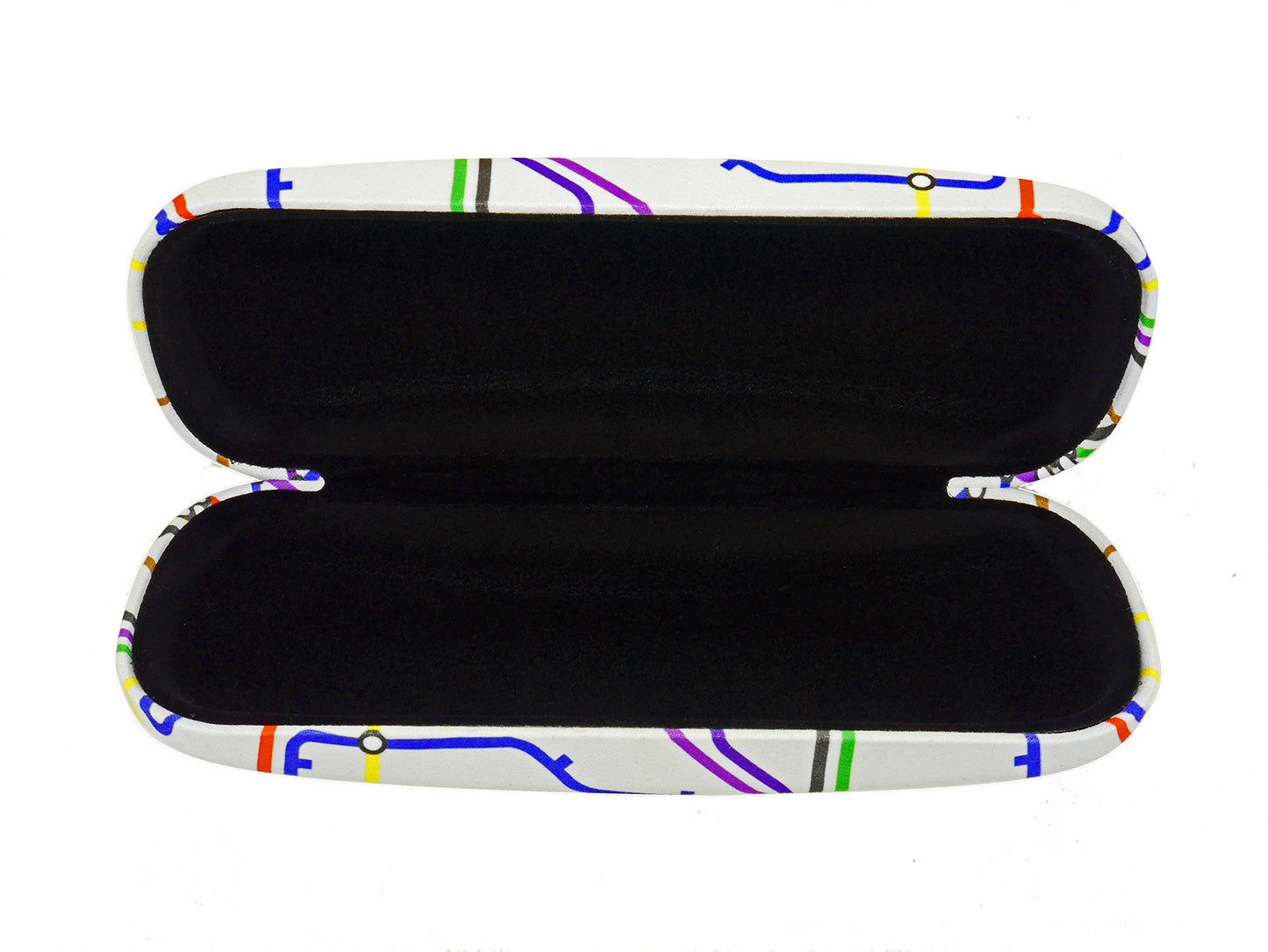 Underground Tube Map Hard Unisex Medium Size Glasses Case - White and Multicoloured - Medium Size - by GoOptical