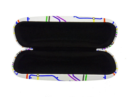 Underground Tube Map Hard Unisex Medium Size Glasses Case - White and Multicoloured - Medium Size - by GoOptical