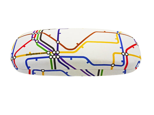 Underground Tube Map Hard Unisex Medium Size Glasses Case - White and Multicoloured - Medium Size - by GoOptical