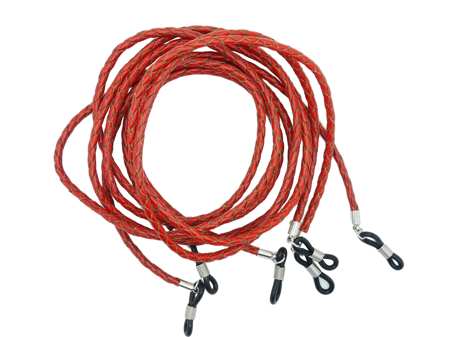 GoOptical Real Leather Platted Spectacle Cords with Traditional Adjustable Fasteners